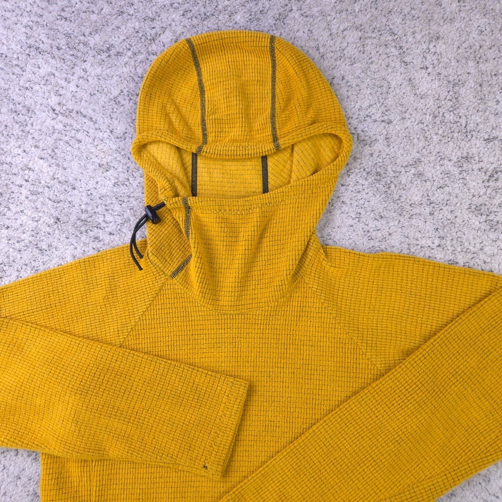 Melanzana Hoodie Womens XS Micro Grid Fleece Sweater Pullover Hiking Yellow EUC - Picture 3 of 7